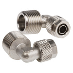 RS PRO Elbow Threaded Adaptor, R 3/8 Male to Push In 8 mm, Threaded-to-Tube Connection Style