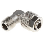 RS PRO 1100 Series Elbow Threaded Adaptor, R 1/8 Male to Push In 8 mm, Threaded-to-Tube Connection Style