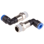 RS PRO Elbow Threaded Adaptor, R 1/4 Male to Push In 6 mm, Threaded-to-Tube Connection Style