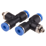 RS PRO Tee Threaded Adaptor, Push In 4 mm to Push In 4 mm, Threaded-to-Tube Connection Style