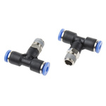 RS PRO Tee Threaded Adaptor, Push In 4 mm to Push In 4 mm, Threaded-to-Tube Connection Style