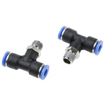 RS PRO Tee Threaded Adaptor, Push In 6 mm to Push In 6 mm, Threaded-to-Tube Connection Style