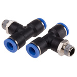 RS PRO Tee Threaded Adaptor, Push In 10 mm to Push In 10 mm, Threaded-to-Tube Connection Style