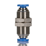 RS PRO Bulkhead Tube-to-Tube Adaptor, Push In 4 mm to Push In 4 mm, Tube-to-Tube Connection Style