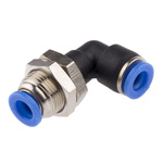 RS PRO Bulkhead Tube-to-Tube Adaptor, Push In 6 mm to Push In 6 mm, Tube-to-Tube Connection Style
