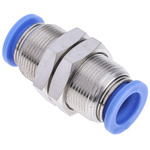 RS PRO Bulkhead Tube-to-Tube Adaptor, Push In 10 mm to Push In 10 mm, Tube-to-Tube Connection Style