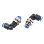 RS PRO Bulkhead Tube-to-Tube Adaptor, Push In 4 mm to Push In 4 mm, Tube-to-Tube Connection Style