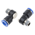 RS PRO Elbow Threaded Adaptor, R 1/4 Male to Push In 10 mm, Threaded-to-Tube Connection Style