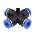 RS PRO Cross Tube-to-Tube Adaptor, Push In 6 mm to Push In 6 mm, Tube-to-Tube Connection Style