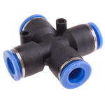 RS PRO Cross Tube-to-Tube Adaptor, Push In 10 mm to Push In 10 mm, Tube-to-Tube Connection Style