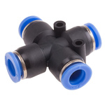RS PRO Cross Tube-to-Tube Adaptor, Push In 8 mm to Push In 8 mm, Tube-to-Tube Connection Style