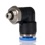 RS PRO Elbow Threaded Adaptor, M5 Male to Push In 6 mm, Threaded-to-Tube Connection Style