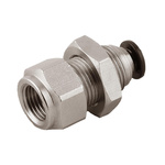 RS PRO 50055N Series Bulkhead Threaded-to-Tube Adaptor, Push In 6 mm to 1/4 in, Threaded-to-Tube Connection Style