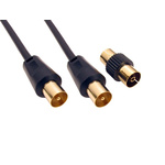 RS PRO Male TV Aerial Connector to Male TV Aerial Connector Coaxial Cable, 1.8m, RF Coaxial, Terminated