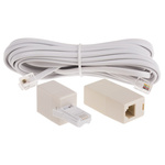 RS PRO Female BT to Telephone Extension Cable, White Sheath, 5m