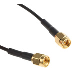 TE Connectivity Male SMA to Male SMA Coaxial Cable, 250mm, RG174 Coaxial, Terminated