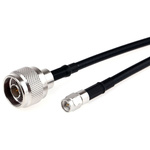 Radiall Male N Type to Male SMA Coaxial Cable, 1m, RG58 Coaxial, Terminated