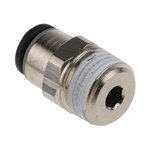 Legris LF3000 Series Straight Threaded Adaptor, R 1/8 Male to Push In 4 mm, Threaded-to-Tube Connection Style