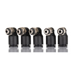 Legris LF3000 Series Elbow Threaded Adaptor, M5 Male to Push In 6 mm, Threaded-to-Tube Connection Style