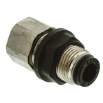 Legris LF3000 Series Bulkhead Threaded-to-Tube Adaptor, G 1/8 Female to Push In 6 mm, Threaded-to-Tube Connection Style