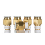 SMC KQ2 Series Straight Threaded Adaptor, R 1/4 Male to Push In 10 mm, Threaded-to-Tube Connection Style