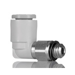 SMC KQ2 Series Elbow Threaded Adaptor, M3 Male to Push In 4 mm, Threaded-to-Tube Connection Style