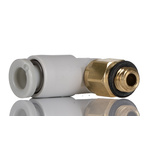 SMC KQ2 Series Elbow Threaded Adaptor, M5 Male to Push In 4 mm, Threaded-to-Tube Connection Style