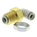 SMC KQ2 Series Bulkhead Threaded-to-Tube Adaptor, Push In 6 mm to Push In 6 mm, Threaded-to-Tube Connection Style