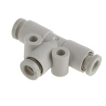 SMC KQ2 Series Tee Tube-to-Tube Adaptor Push In 4 mm, Push In 4 mm to Push In 4 mm, Tube-to-Tube Connection Style