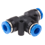 Festo QST Series Tee Tube-to-Tube Adaptor Push In 6 mm, Push In 6 mm to Push In 6 mm, Tube-to-Tube Connection Style,