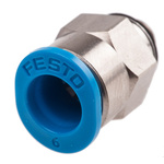 Festo QS Series Straight Threaded Adaptor, M5 Male to Push In 6 mm, Threaded-to-Tube Connection Style, 153306
