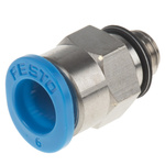 Festo QS Series Straight Threaded Adaptor, M6 Male to Push In 6 mm, Threaded-to-Tube Connection Style, 132600