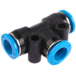 Festo QSMT Series Tee Tube-to-Tube Adaptor Push In 6 mm, Push In 6 mm to Push In 6 mm, Tube-to-Tube Connection Style,