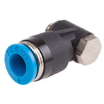Festo QS Series Elbow Threaded Adaptor, M5 Male to Push In 6 mm, Threaded-to-Tube Connection Style, 190666