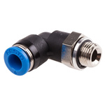 Festo QS Series Elbow Threaded Adaptor, G 1/8 Male to Push In 6 mm, Threaded-to-Tube Connection Style, 186117
