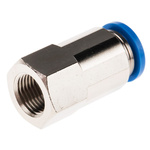 Festo QS Series Straight Threaded Adaptor, G 1/8 Female to Push In 8 mm, Threaded-to-Tube Connection Style, 153025