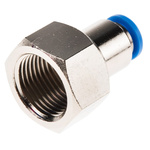 Festo QS Series Straight Threaded Adaptor, G 3/8 Female to Push In 6 mm, Threaded-to-Tube Connection Style, 190652