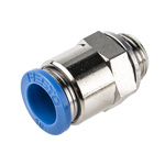 Festo QS Series Straight Threaded Adaptor, G 1/4 Male to Push In 10 mm, Threaded-to-Tube Connection Style, 186101