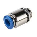 Festo QS Series Straight Threaded Adaptor, G 1/8 Male to Push In 6 mm, Threaded-to-Tube Connection Style, 186107
