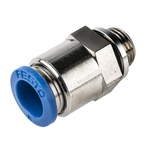 Festo QS Series Straight Threaded Adaptor, G 1/8 Male to Push In 8 mm, Threaded-to-Tube Connection Style, 186098
