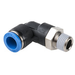 Festo QS Series Elbow Threaded Adaptor, R 1/4 Male to Push In 10 mm, Threaded-to-Tube Connection Style, 153051