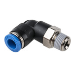 Festo QS Series Elbow Threaded Adaptor, R 1/8 Male to Push In 6 mm, Threaded-to-Tube Connection Style, 153046