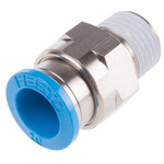 Festo QS Series Straight Threaded Adaptor, R 1/4 Male to Push In 10 mm, Threaded-to-Tube Connection Style, 153007