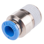 Festo QS Series Straight Threaded Adaptor, R 1/4 Male to Push In 6 mm, Threaded-to-Tube Connection Style, 153014