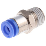 SMC KQ2 Series Straight Threaded Adaptor, R 1/8 Male to Push In 8 mm, Threaded-to-Tube Connection Style
