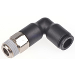 Legris LF3000 Series Elbow Threaded Adaptor, R 1/8 Male to Push In 6 mm, Threaded-to-Tube Connection Style