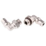 Legris LF3600 Series Elbow Threaded Adaptor, G 1/8 Male to Push In 4 mm, Threaded-to-Tube Connection Style