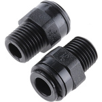 John Guest PM Series Straight Threaded Adaptor, R 1/4 Male to Push In 8 mm, Threaded-to-Tube Connection Style
