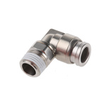 SMC KQG2 Series Elbow Threaded Adaptor, R 1/8 Male to Push In 6 mm, Threaded-to-Tube Connection Style