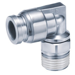 SMC KQG2 Series Elbow Threaded Adaptor, R 1/4 Male to Push In 8 mm, Threaded-to-Tube Connection Style